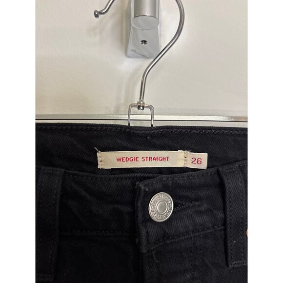 Levi's Jeans Womens 26 Black Heart Wedgie Straight High Rise Cropped Premium - Picture 3 of 7